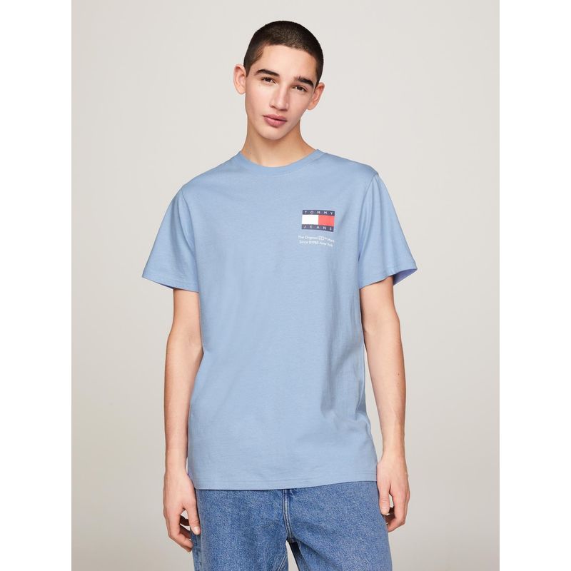 TOMMY HILFIGER - Polera Essential Con Logo Celeste Tommy Jeans