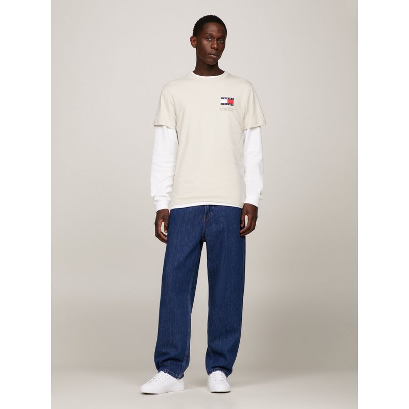 TOMMY HILFIGER - Polera Essential Con Logo Beige Tommy Jeans