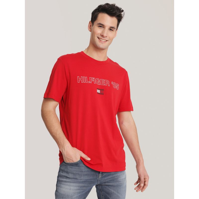 TOMMY HILFIGER - Polera Logo 1985 Regular Fit Rojo Tommy Hilfiger