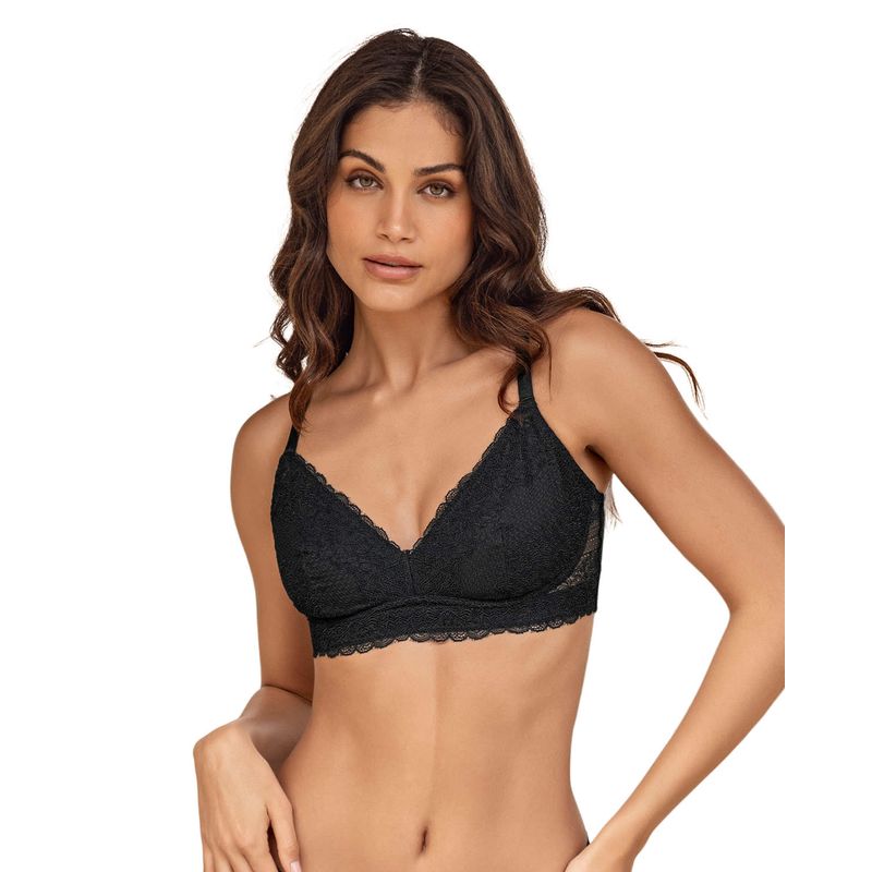 LEONISA - Bralette con costuras internas que simulan arcos 091090 Negro