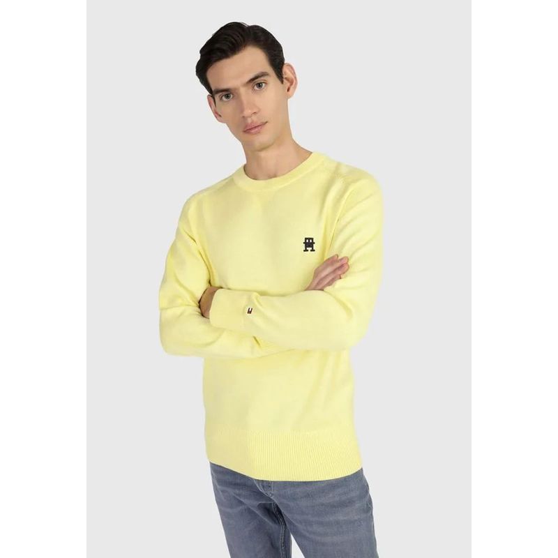 TOMMY HILFIGER - Sweater Relaxed Logo Monogram Amarillo Tommy Hilfiger.