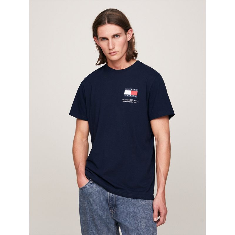 TOMMY HILFIGER - Polera Essential Con Logo Azul Tommy Jeans
