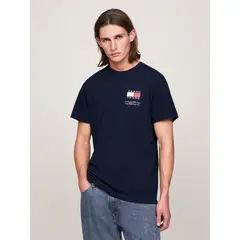 TOMMY HILFIGER - Polera Essential Con Logo Azul Tommy Jeans