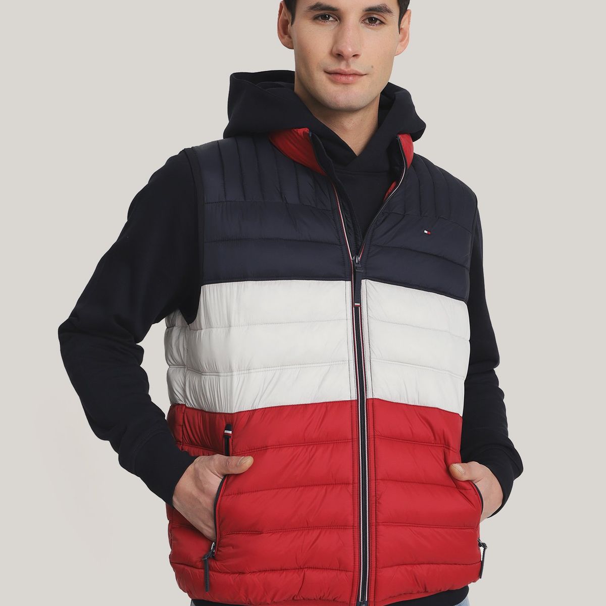 TOMMY HILFIGER - Parka Vest Light Weight Quilted Multicolor Tommy Hilfiger