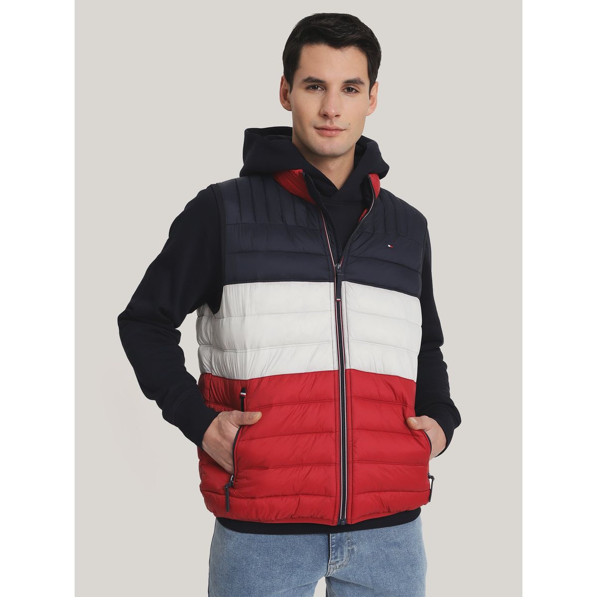 TOMMY HILFIGER - Parka Vest Light Weight Quilted Multicolor Tommy Hilfiger