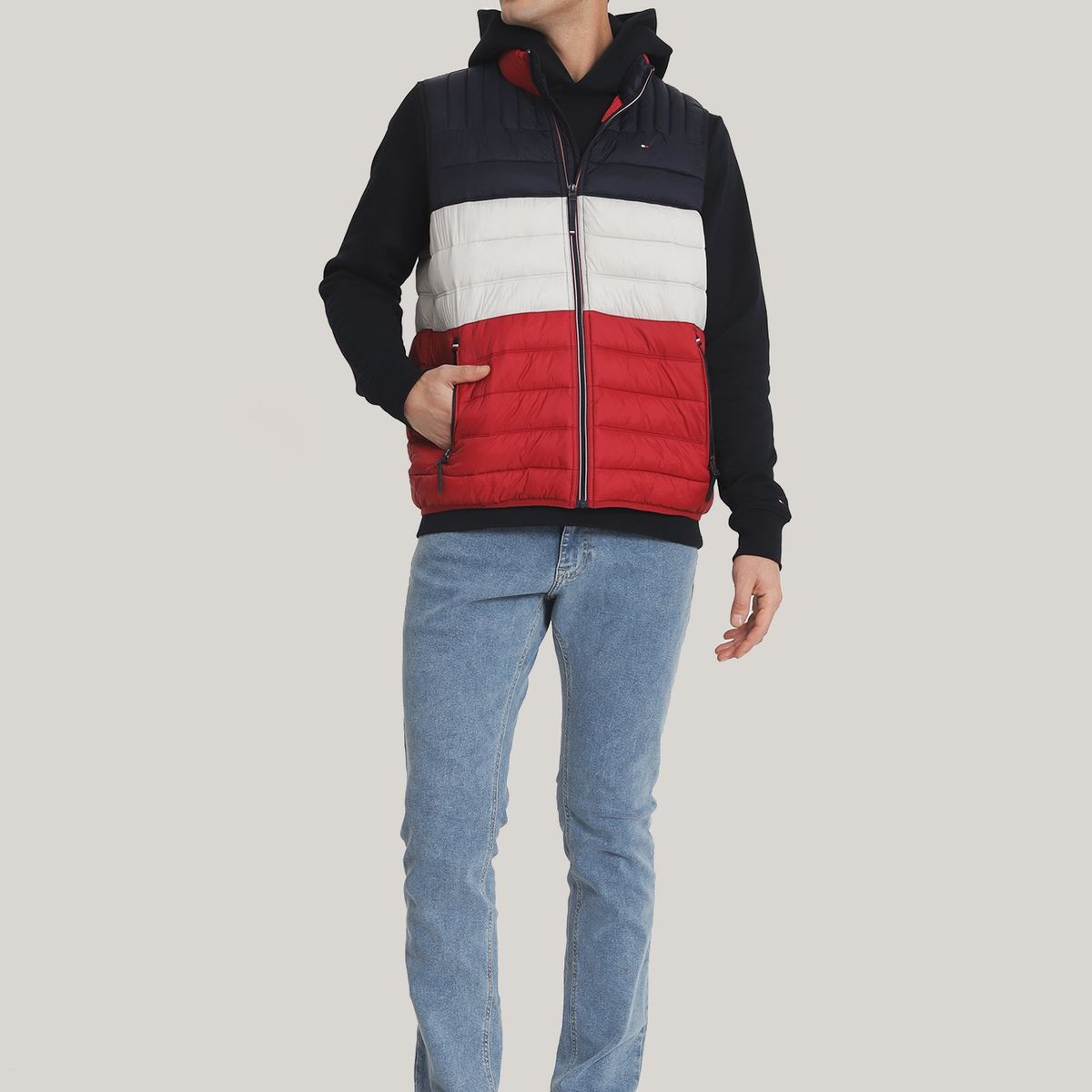 TOMMY HILFIGER - Parka Vest Light Weight Quilted Multicolor Tommy Hilfiger