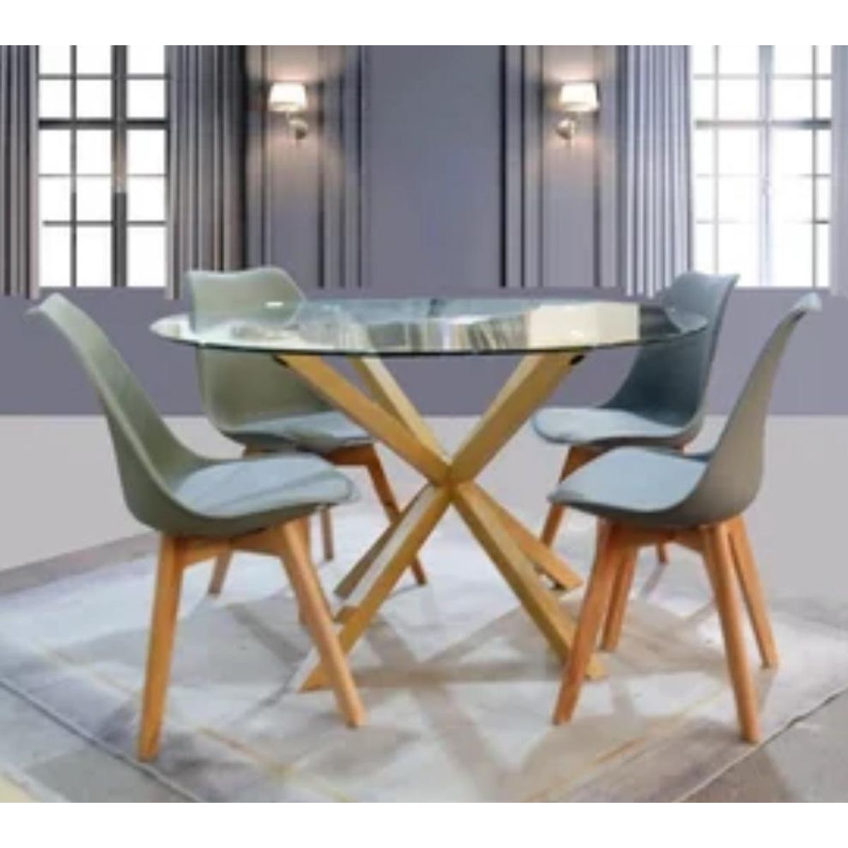 HABITA2 CHILE - Comedor Cross 100cm -Gris 4 puestos…