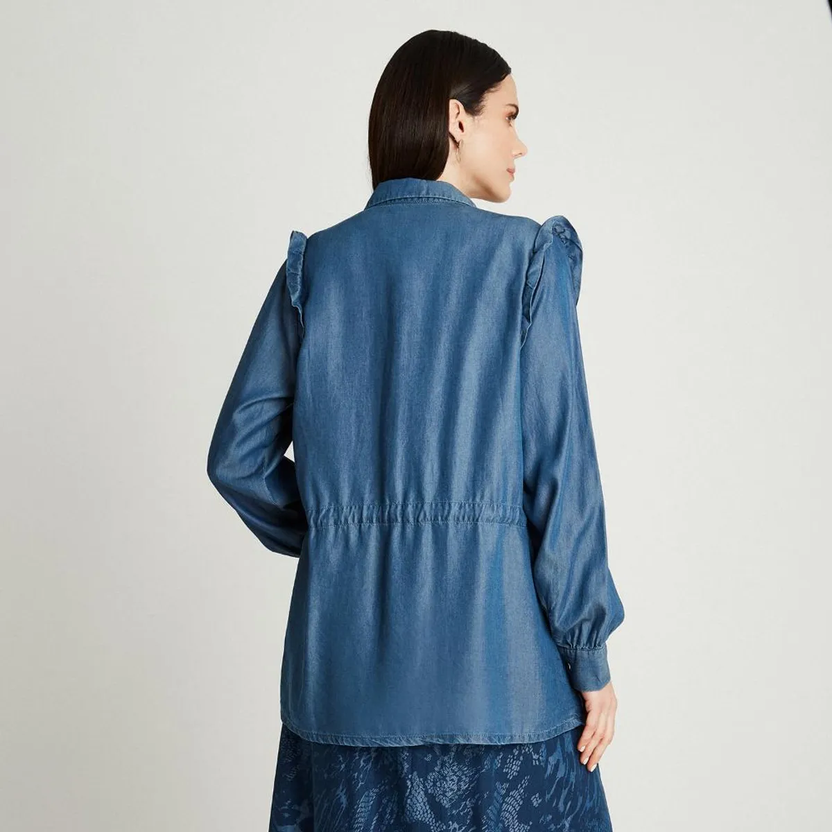 LORENZO DI PONTTI - Tapado Azul Oscuro Manga Larga Cuello Camisero LORENZO DI PONTTI