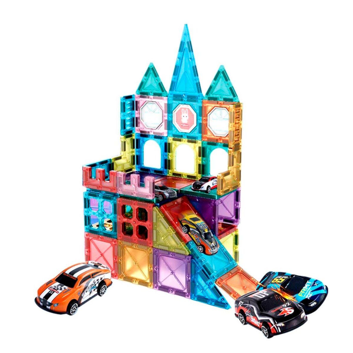 JUMP KIDS - Bloques magnéticos 66 Pieza Pista de Carrera Para Niño