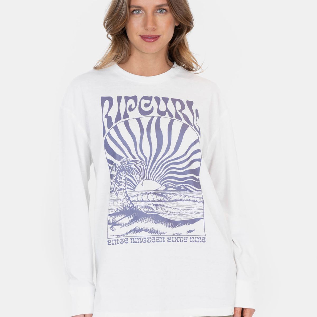 RIP CURL - Polera M/L West Ocean Blanco Mujer Rip Curl