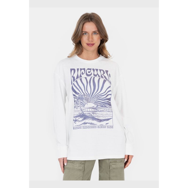 RIP CURL - Polera M/L West Ocean Blanco Mujer Rip Curl
