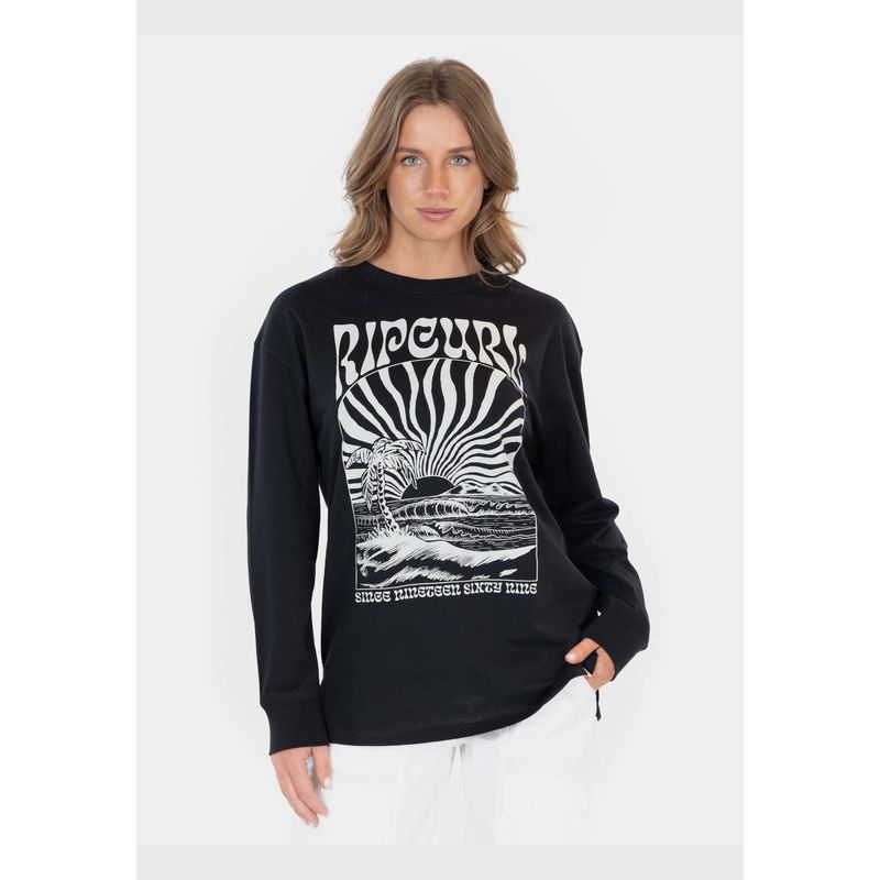 RIP CURL - Polera M/L West Ocean Negro Mujer Rip Curl
