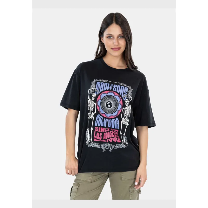 MAUI AND SONS - Polera MC L.A Negro Mujer Maui And Sons