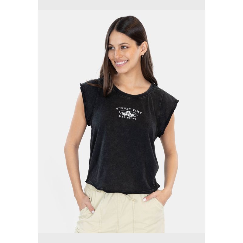 MAUI AND SONS - Polera MC Sunset Time Negro Mujer Maui And Sons