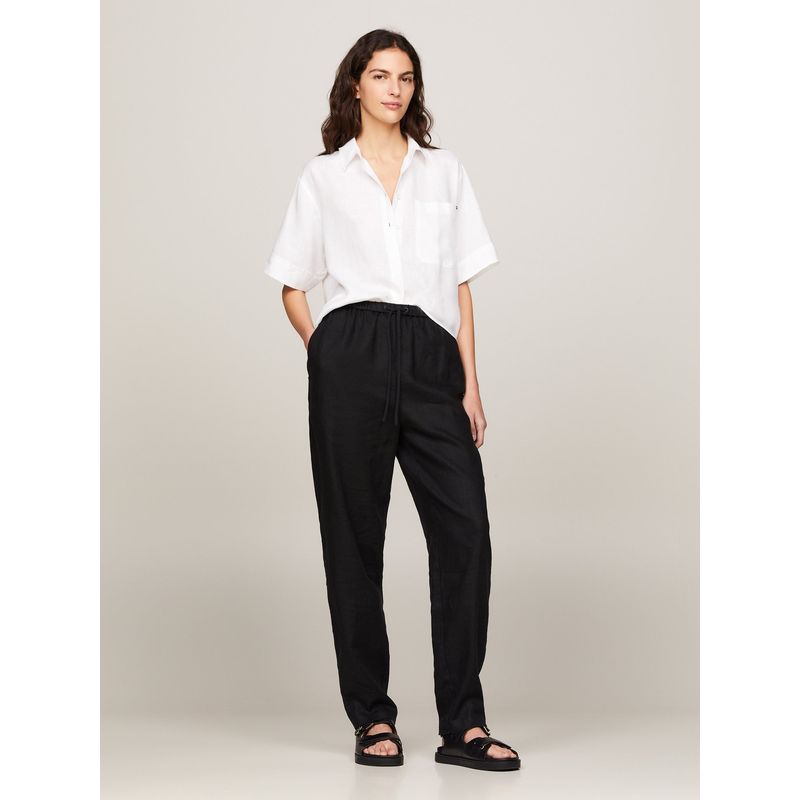 TOMMY HILFIGER - Pantalón Casual Cónico Con Cordón Negro Tommy Hilfiger