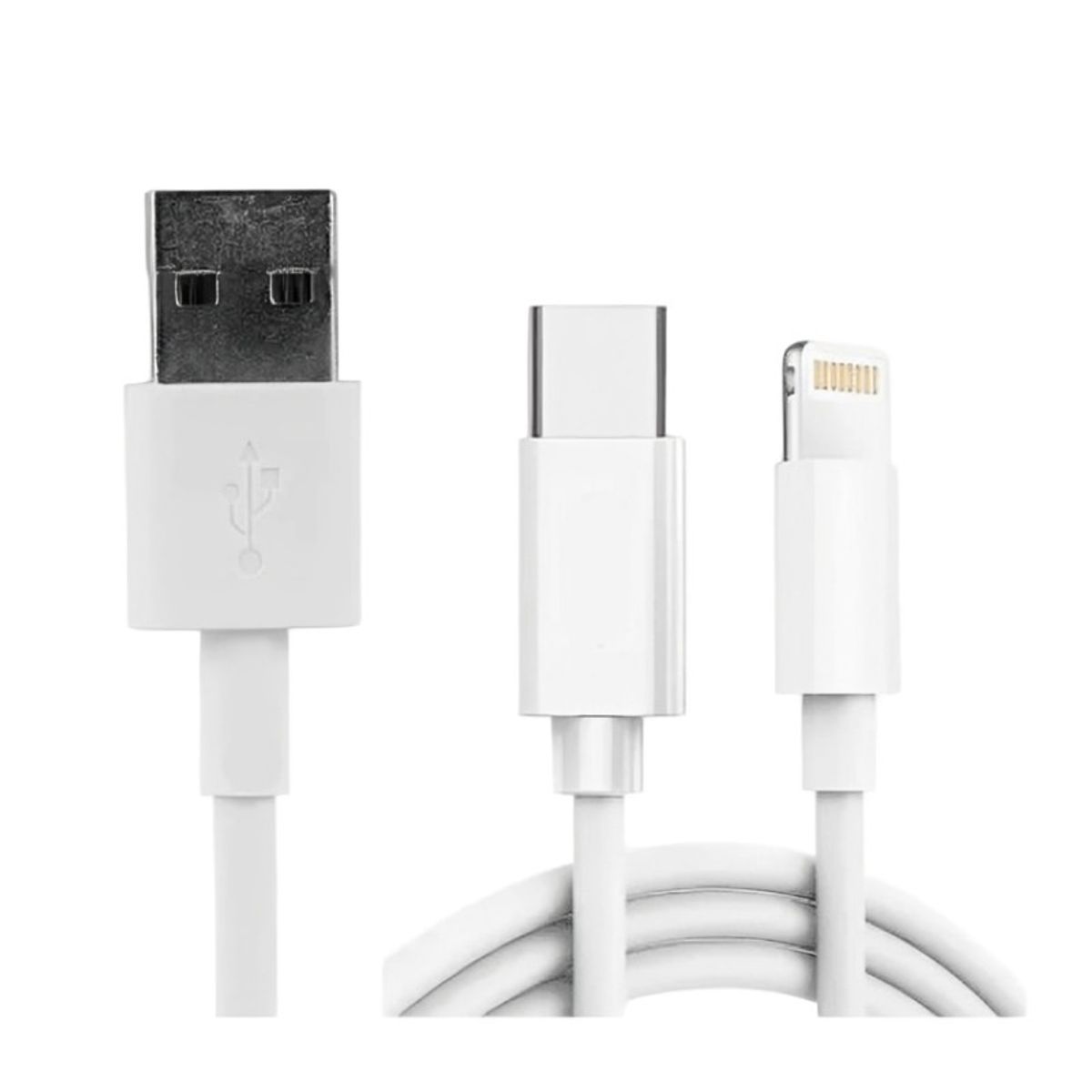 OEM - CABLE USB 2 EN 1 USB A TYPE -C LIGHTNING 5A FAST CHARGE 1M
