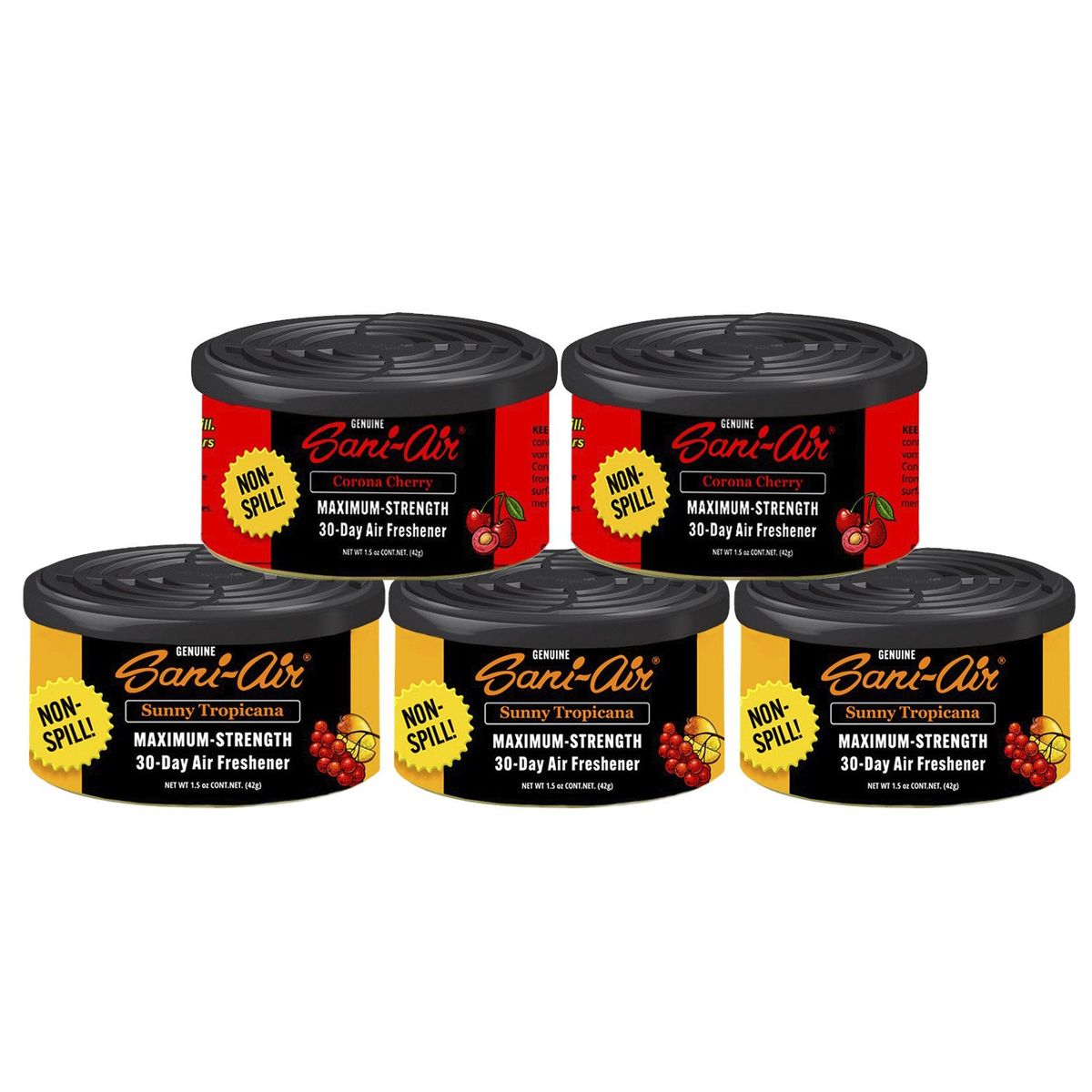 GENERICO - Pack Sani Air Spill Proof 5 Latas Aromaticas Para Auto