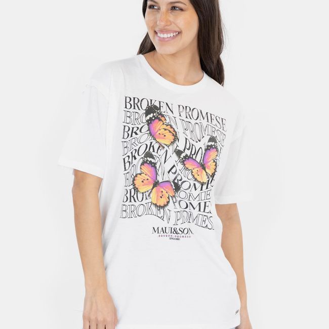 MAUI AND SONS - Polera MC Broken Promese Blanco Mujer Maui And Sons