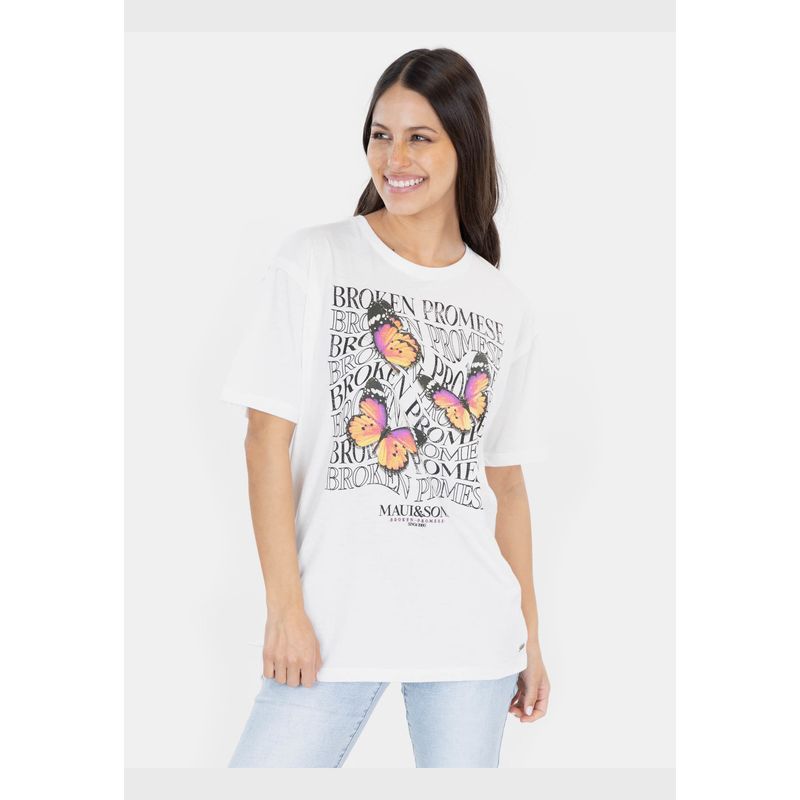 MAUI AND SONS - Polera MC Broken Promese Blanco Mujer Maui And Sons