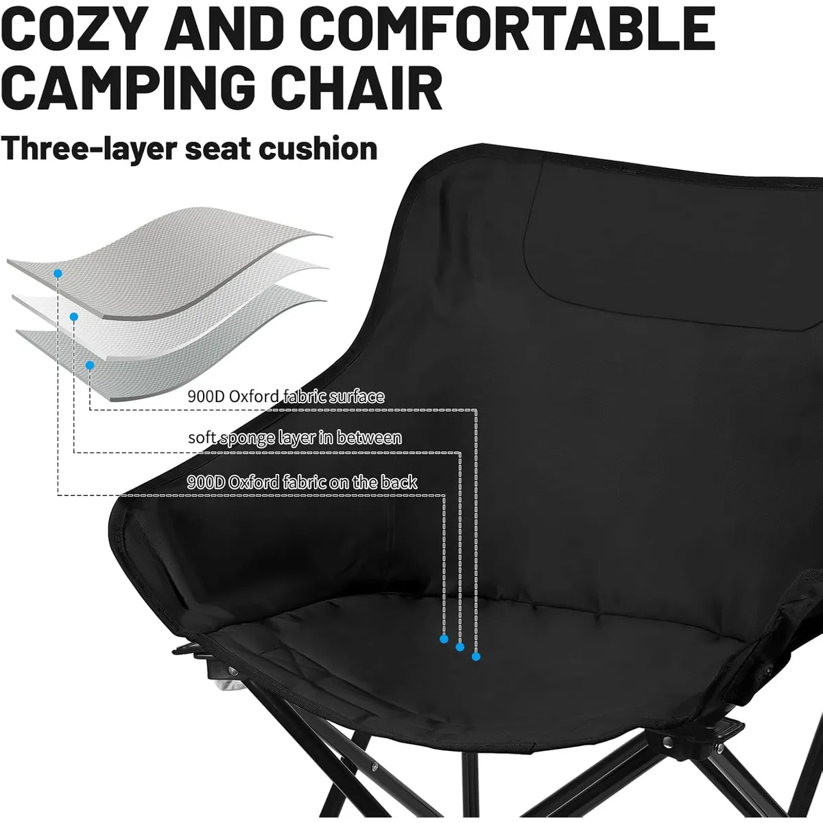 GENERICO - SILLA PLEGABLE PARA EL AIRE LIBRE COLOR NEGRO