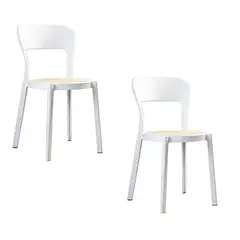 GENERICO - Pack 2 Sillas Aira Para Comedor Terraza Venhoouse Blanca
