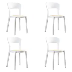 GENERICO - Pack 4 Sillas Aira Para Comedor Terraza Venhoouse Blancas