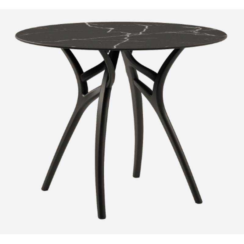 ROCA NEGRA - Mesa Ivy Redonda Ø90  Marmol Negro pata Negra