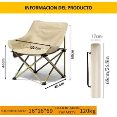 GENERICO - SILLA PLEGABLE COLOR BEIGE PARA EL AIRE LIBRE
