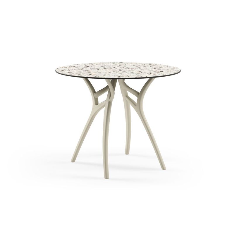 ROCA NEGRA - Mesa Ivy Redonda Ø77  Terrazo 2 pata Beige