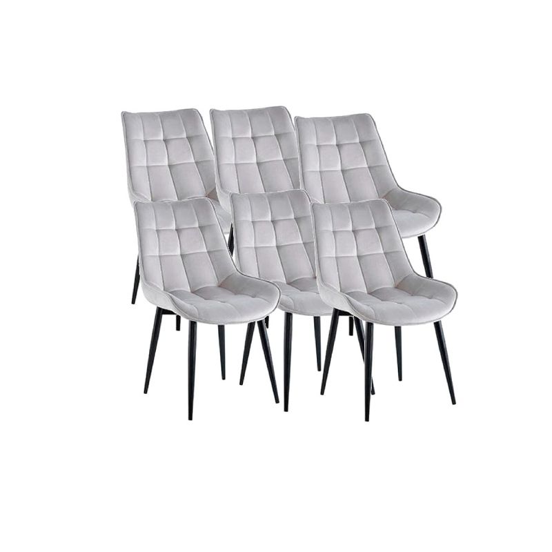 GENERICO - Pack 6 Sillas de Comedor Macron Terciopelo Gris patas Negras