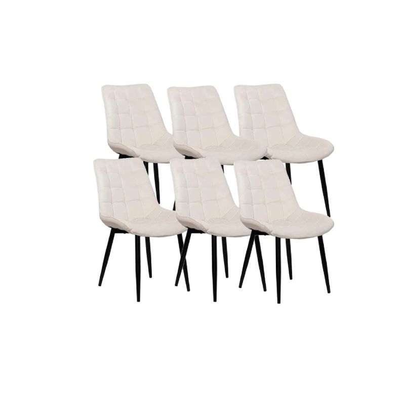 GENERICO - Pack 6 Sillas de Comedor Macron Terciopelo Beige patas Negras