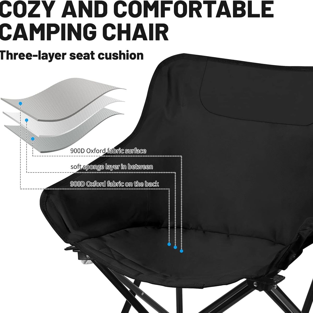 GENERICO - SILLA PLEGABLE COLOR NEGRO PARA EL AIRE LIBRE