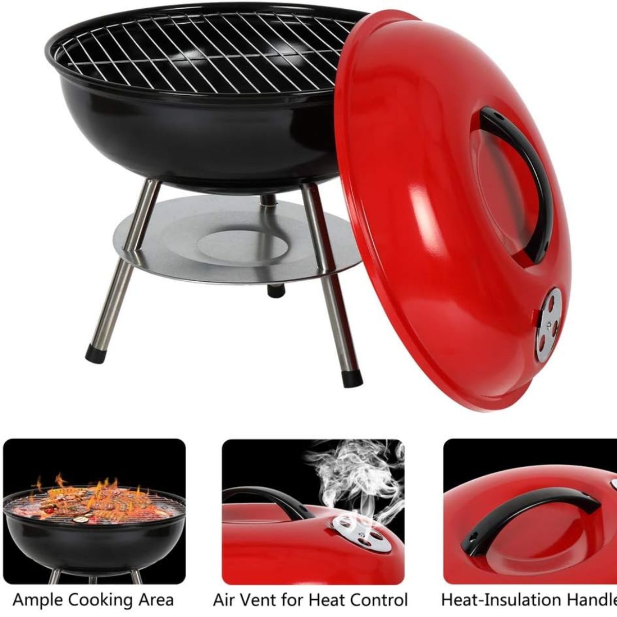 UTILISIMO - Parrillera Portátil a Carbón Ergonómica Acero Inoxidable