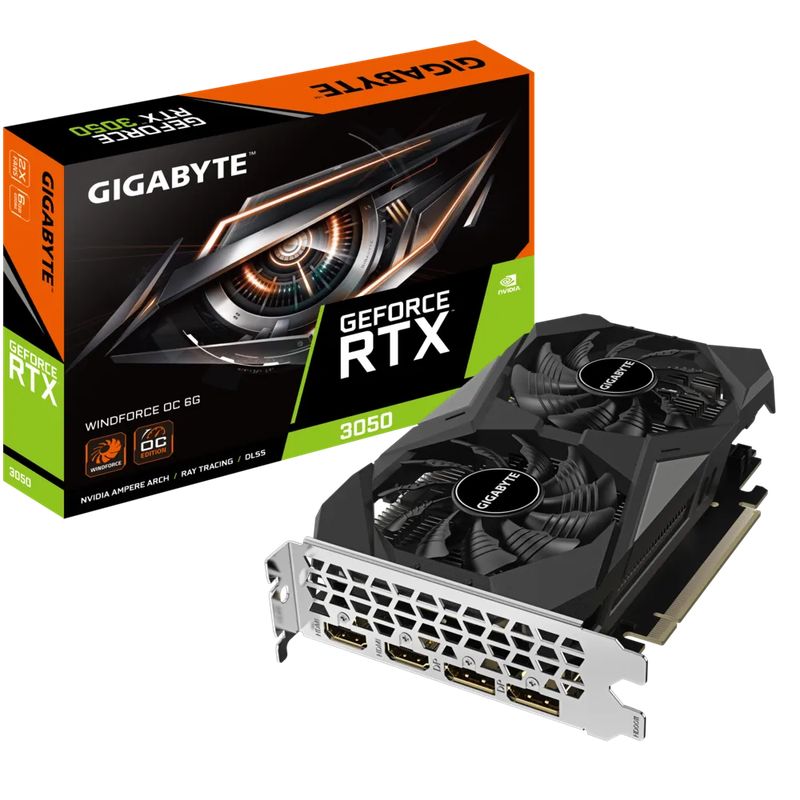 GIGABYTE - Tarjeta de Video Gigabyte GeForce RTX 3050 Windforce OC 6GB, GDDR6