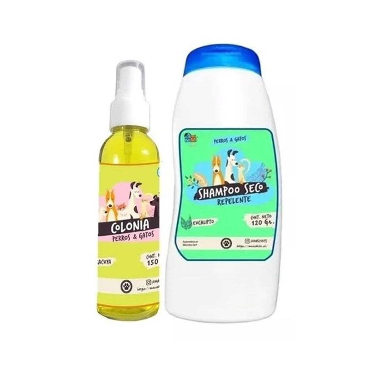 MASCOKITS - Kit Para Gato Shampoo Seco  Colonia Maracuya-Eucalipto.