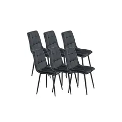 GENERICO - Pack 6 Sillas de Comedor Macron Terciopelo Negras patas Negras