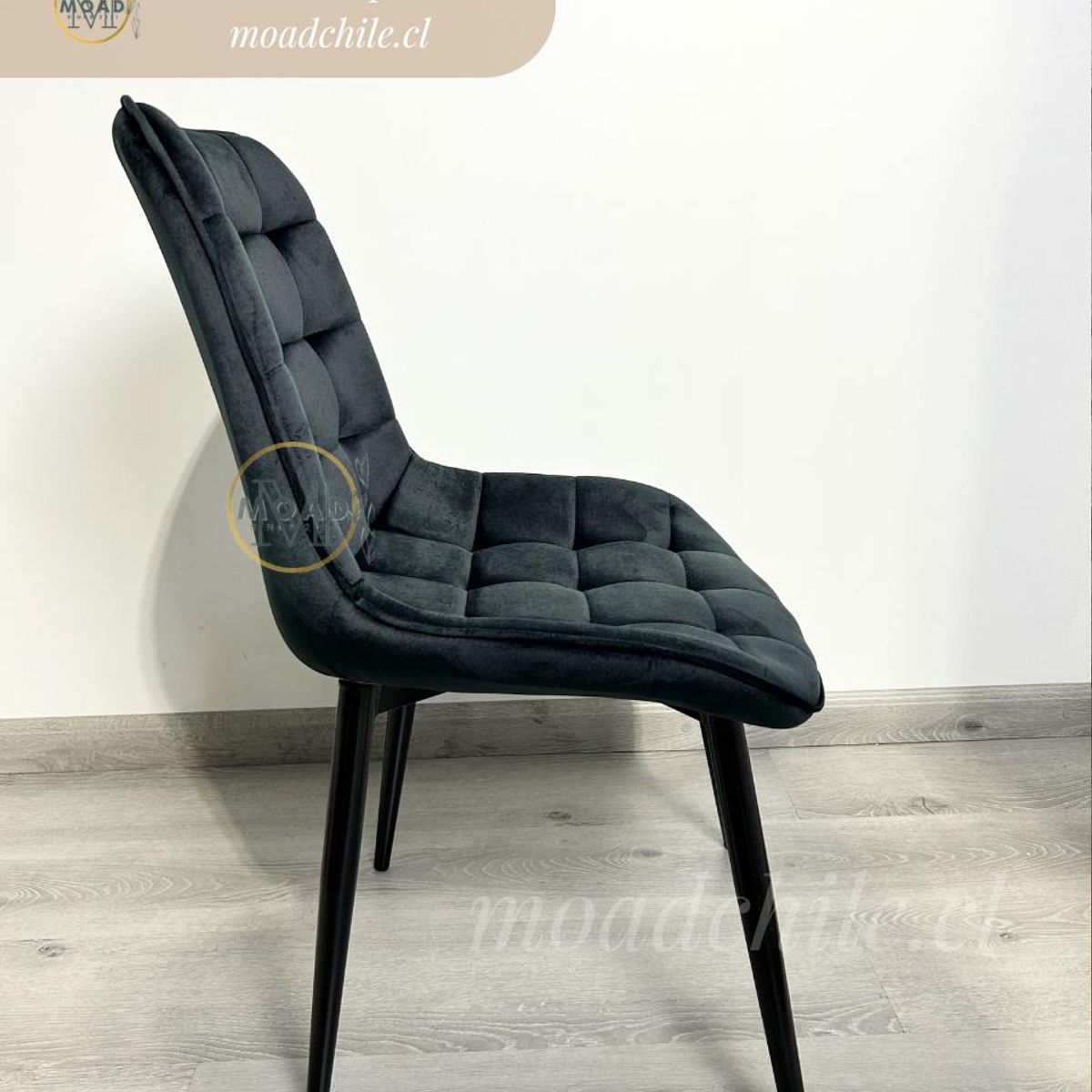 GENERICO - Pack 6 Sillas de Comedor Macron Terciopelo Negras patas Negras