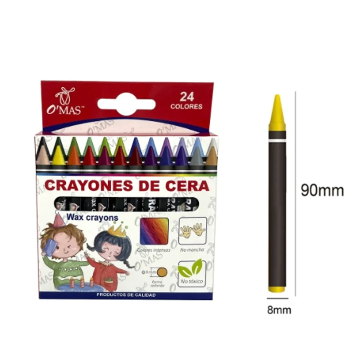 GENERICO - Crayones De Cera 24 Colores 90X8MM