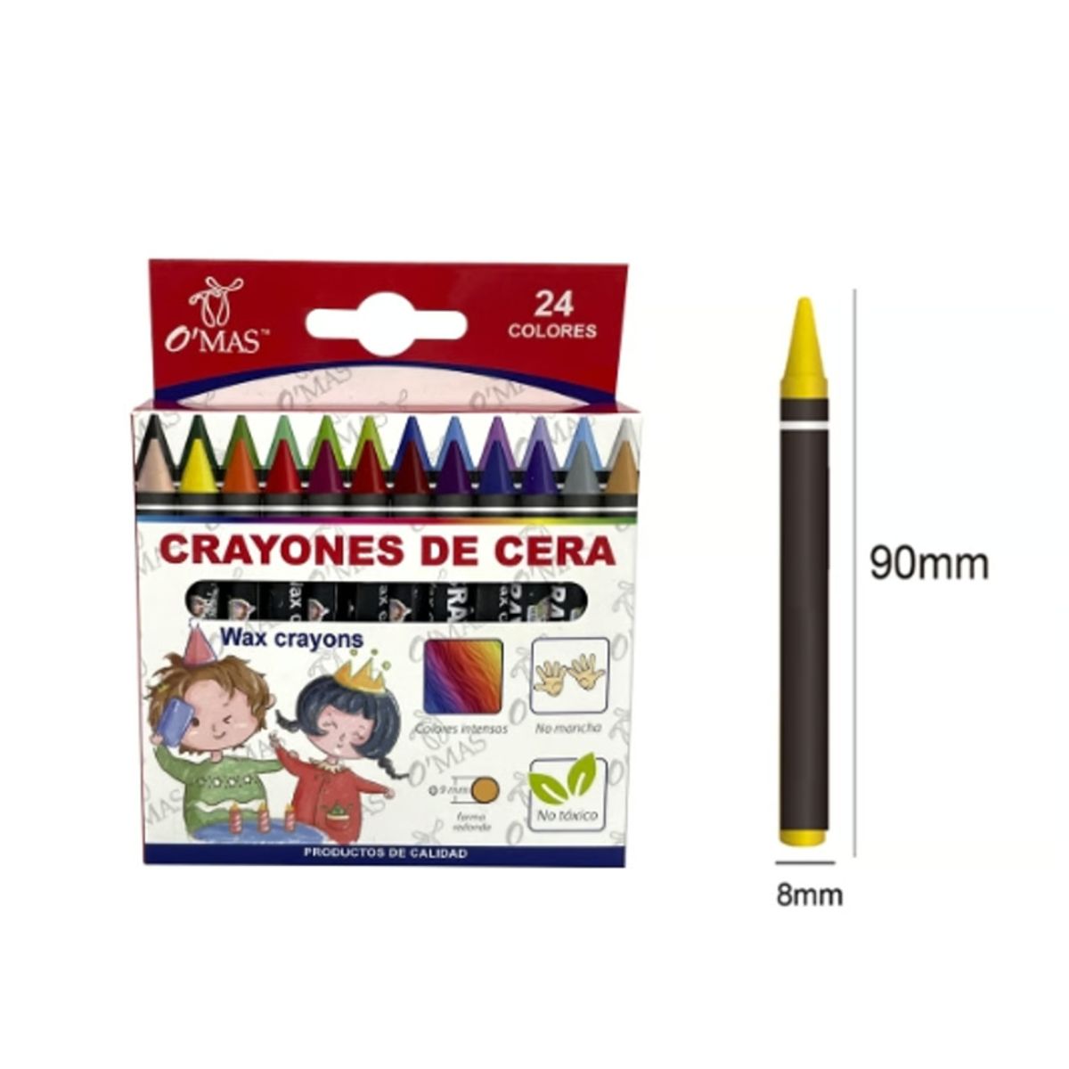 GENERICO - Crayones De Cera 24 Colores 90X8MM
