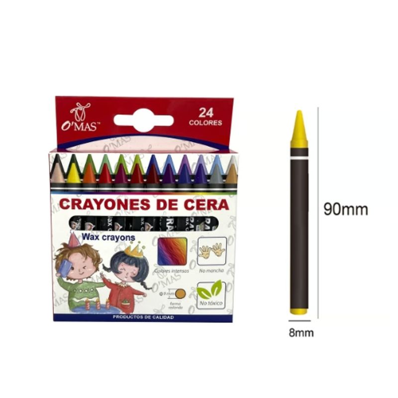 GENERICO - Crayones De Cera 24 Colores 90X8MM