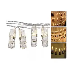 ANGELES DEL HOGAR - Series De Luces Led Con 10 Pinzas Para Fotos adornos 2mts