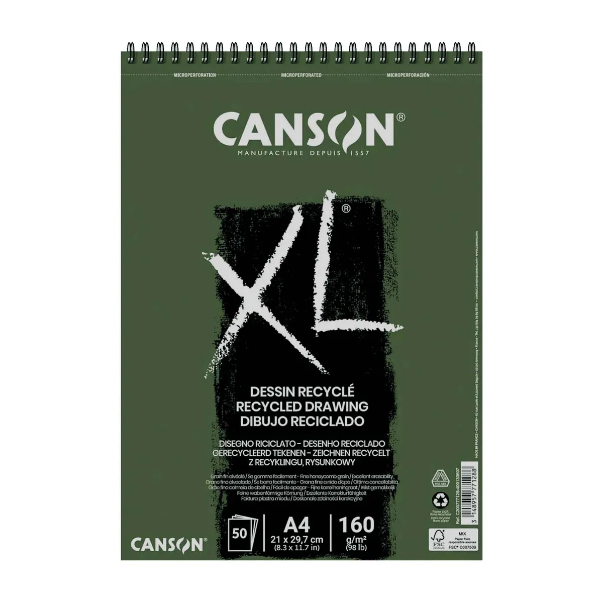 CANSON - Croquera Canson XL Recycle 160gr 50 hjs A4 (21x29.7cm)