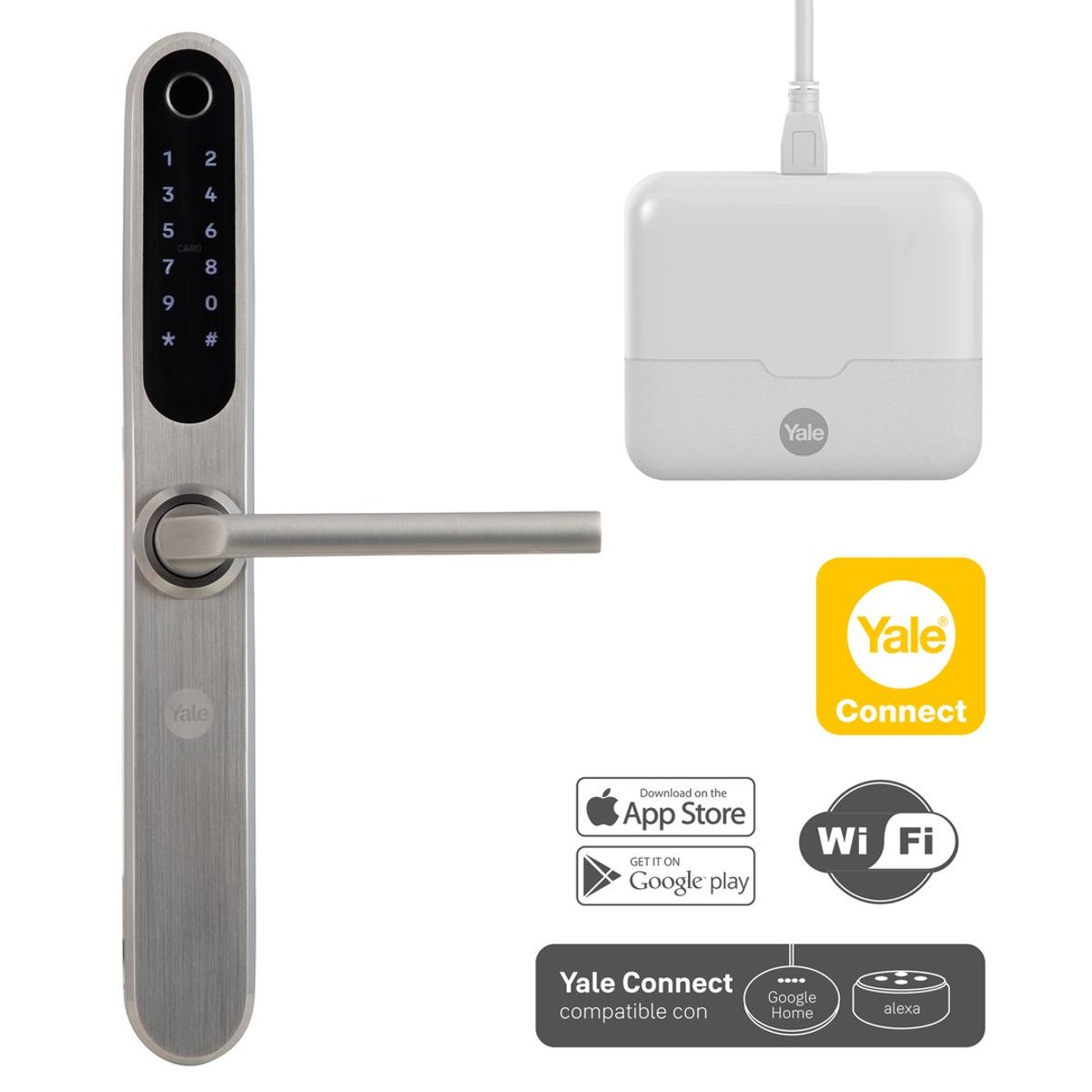 YALE - Smart Pack Cerradura YSD100 B60 Níquel + Hub Yale