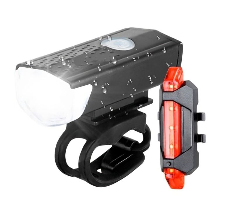 SET LUZ BICI DELANTERA Y TRASERA MOD 7188 USB RECARGABLE