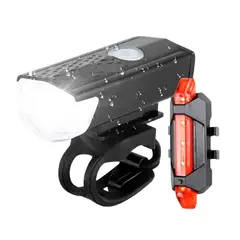 OEM - SET LUZ BICI DELANTERA Y TRASERA MOD 7188 USB RECARGABLE