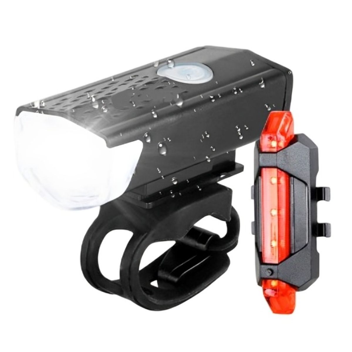 OEM - SET LUZ BICI DELANTERA Y TRASERA MOD 7188 USB RECARGABLE