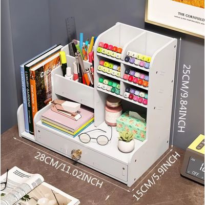 Imagen 2 del producto Organizador Multiusos Blanco con Cajón y Soporte para Libros