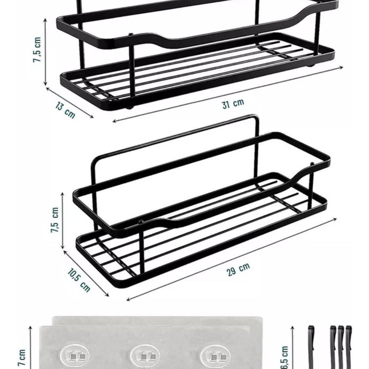 IMPORTCLICK - Organizador Ducha Baño Adhesivo 2 Repisas 13x31x7.5 CM Negro IMPORTCLICK