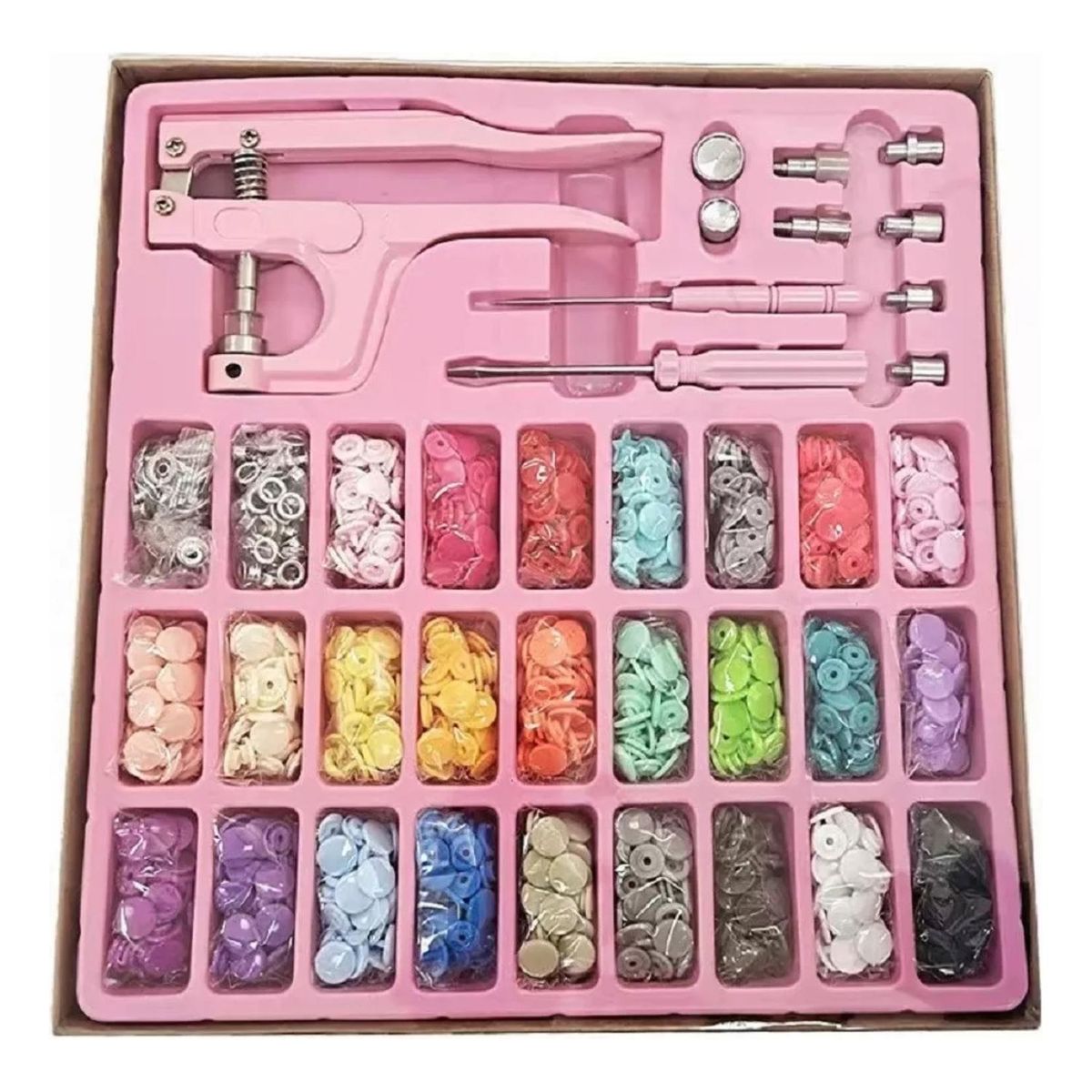 IMPORTCLICK - Pinza Remachadora Broches Plásticos Snap + 270 Broches IMPORTCLICK