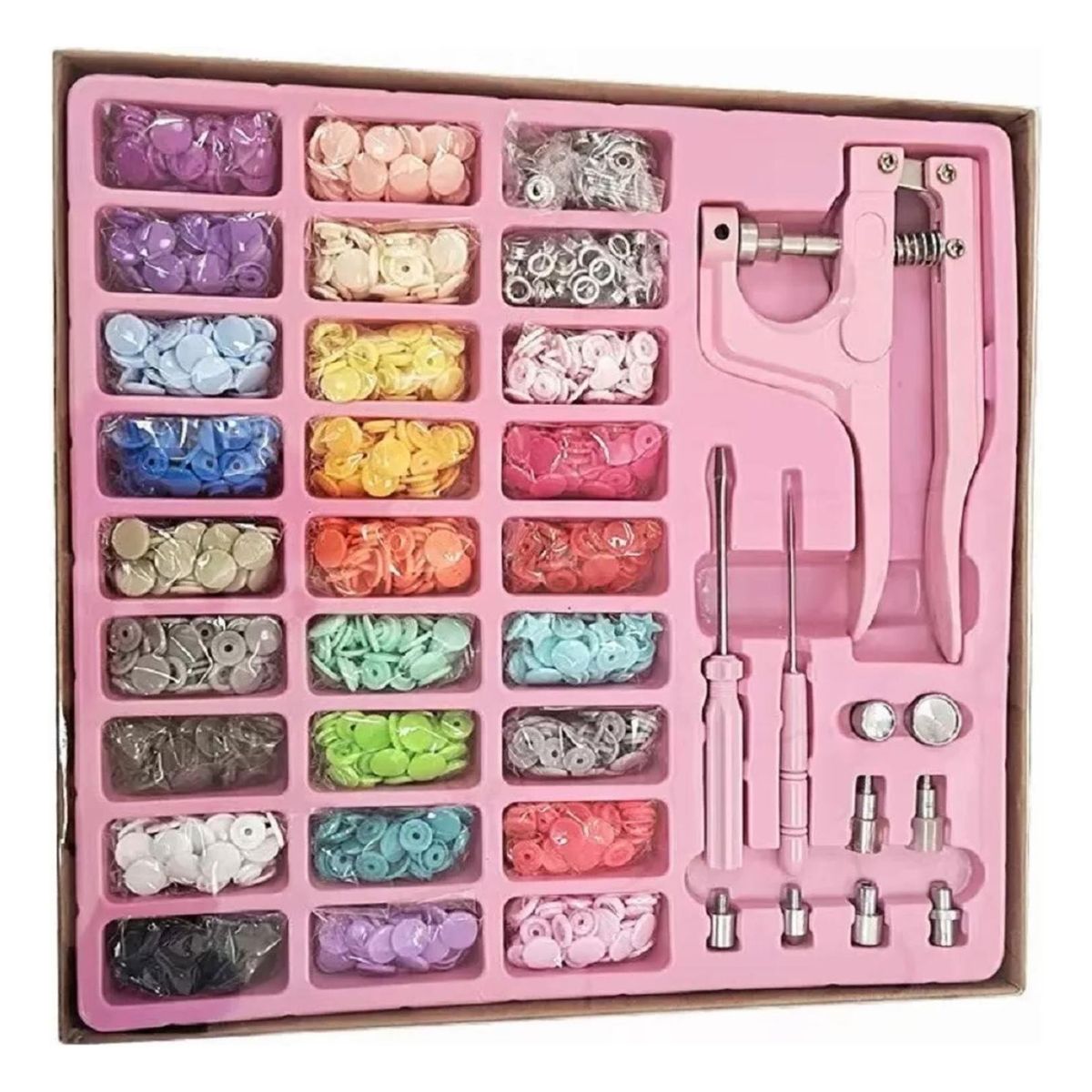 IMPORTCLICK - Pinza Remachadora Broches Plásticos Snap + 270 Broches IMPORTCLICK